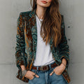 Women's Fashionable Casual Blazer With Floral Print