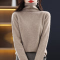 100 Pure Wool Women's Roll-neck Sweater With A Cowl Neck