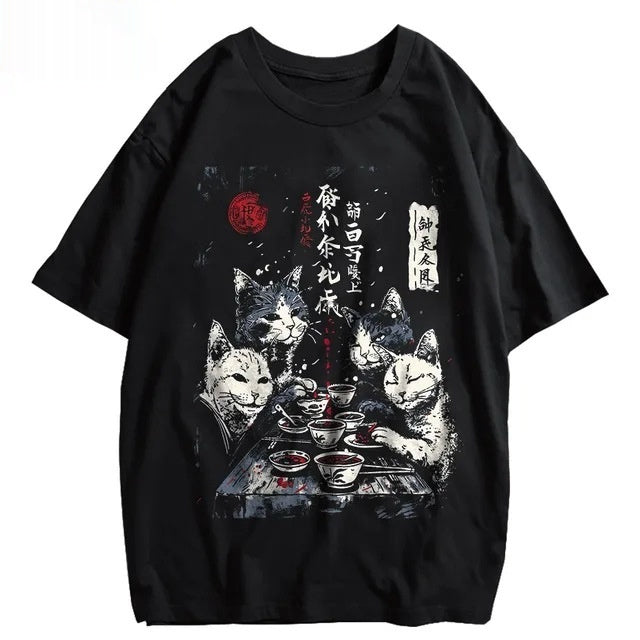 Men's T-shirt With A Cat Cartoon Pattern