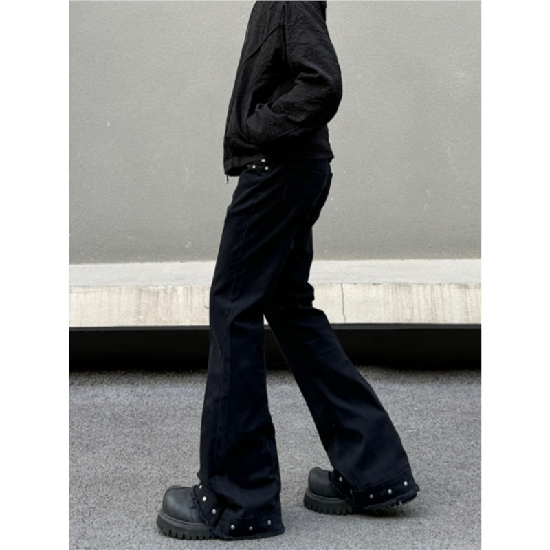 Retro Rivet And Raw-edge Designer Jeans From Europe And America