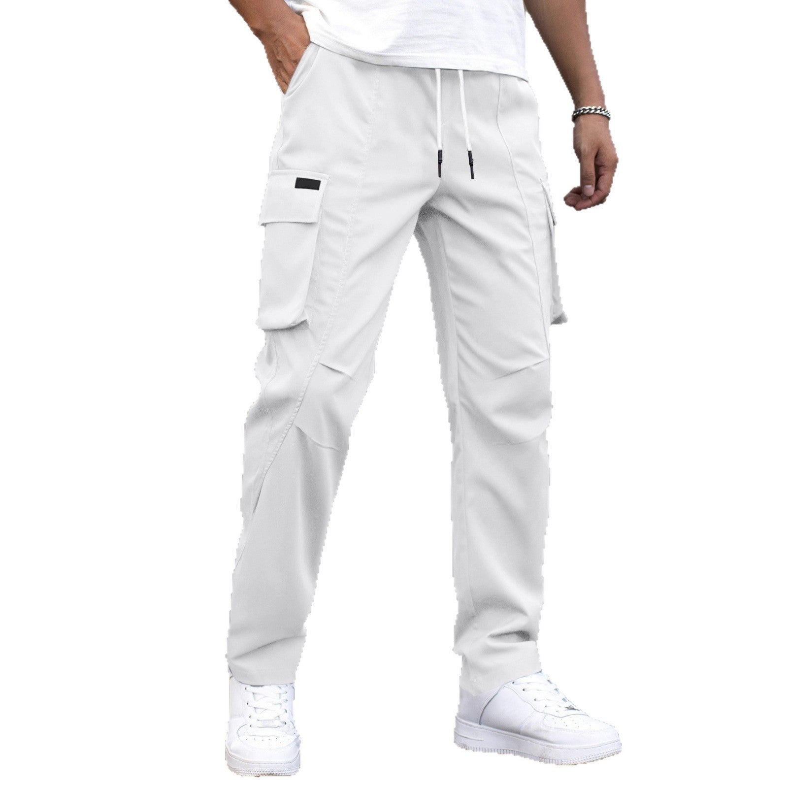 Men's Outdoor Casual Multi-Pocket Drawstring Patchwork Work Trousers