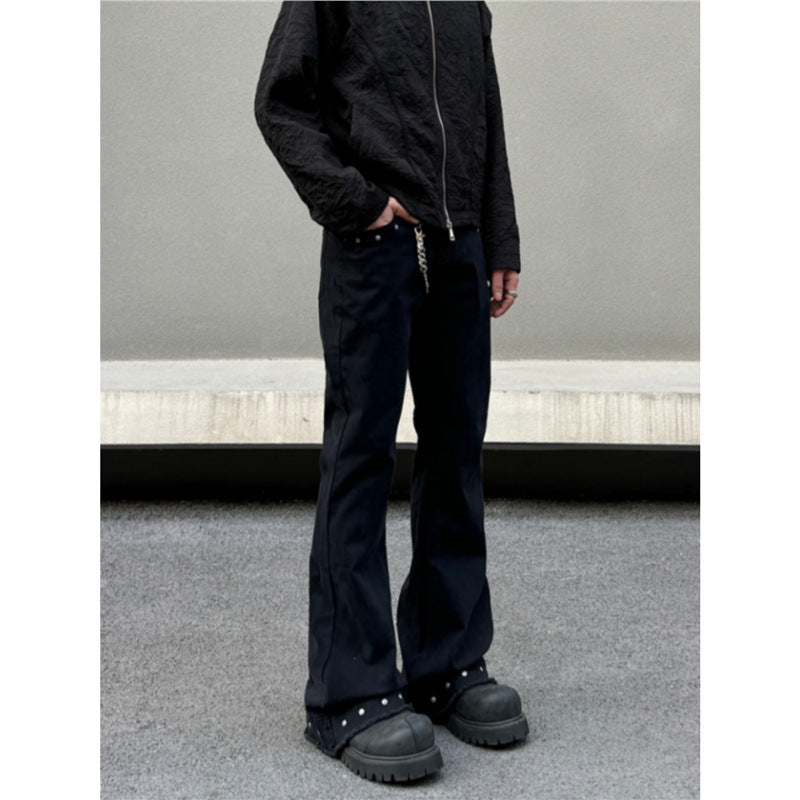 Retro Rivet And Raw-edge Designer Jeans From Europe And America