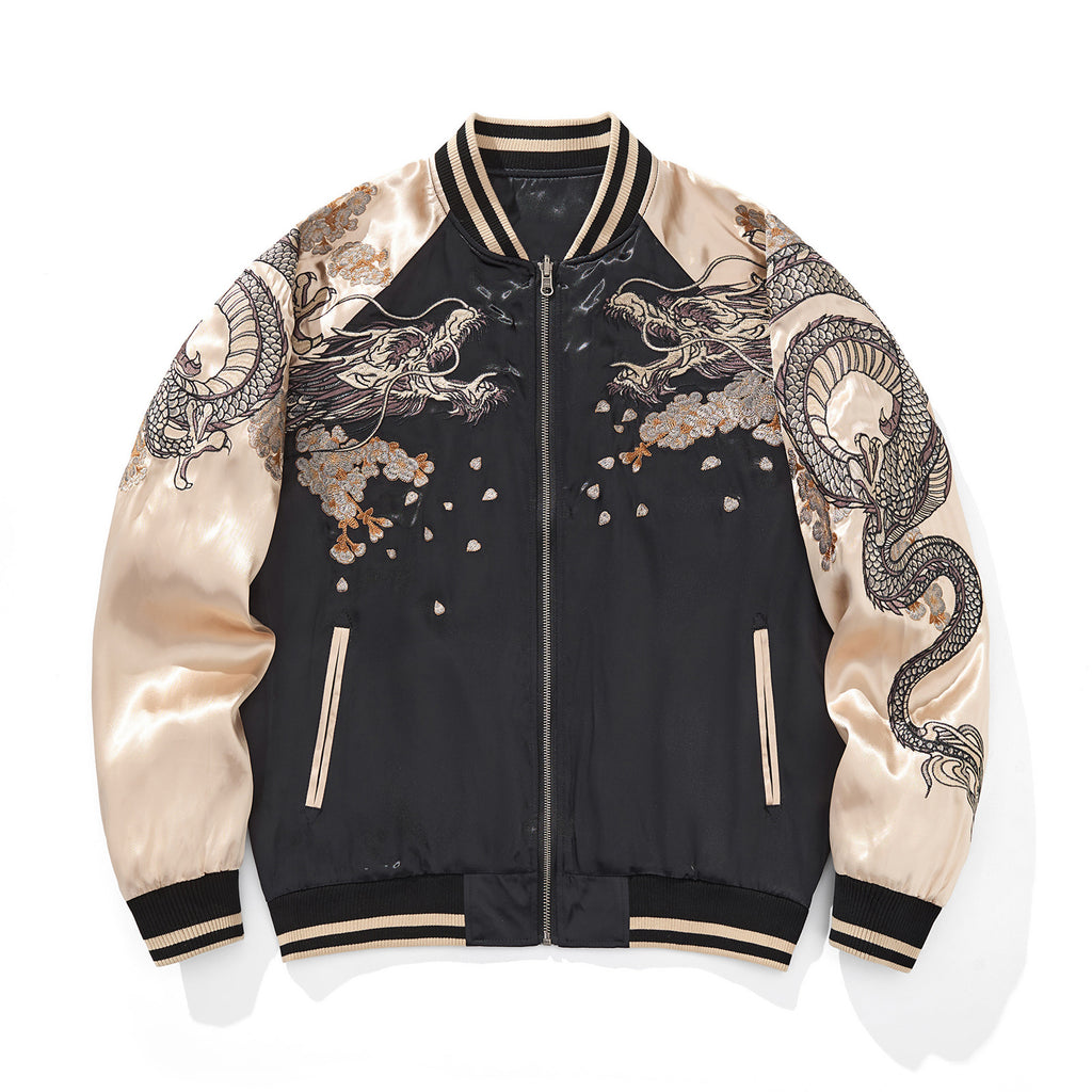 Mens Loose Fit Polyester Embroidered Chinese Style Jacket