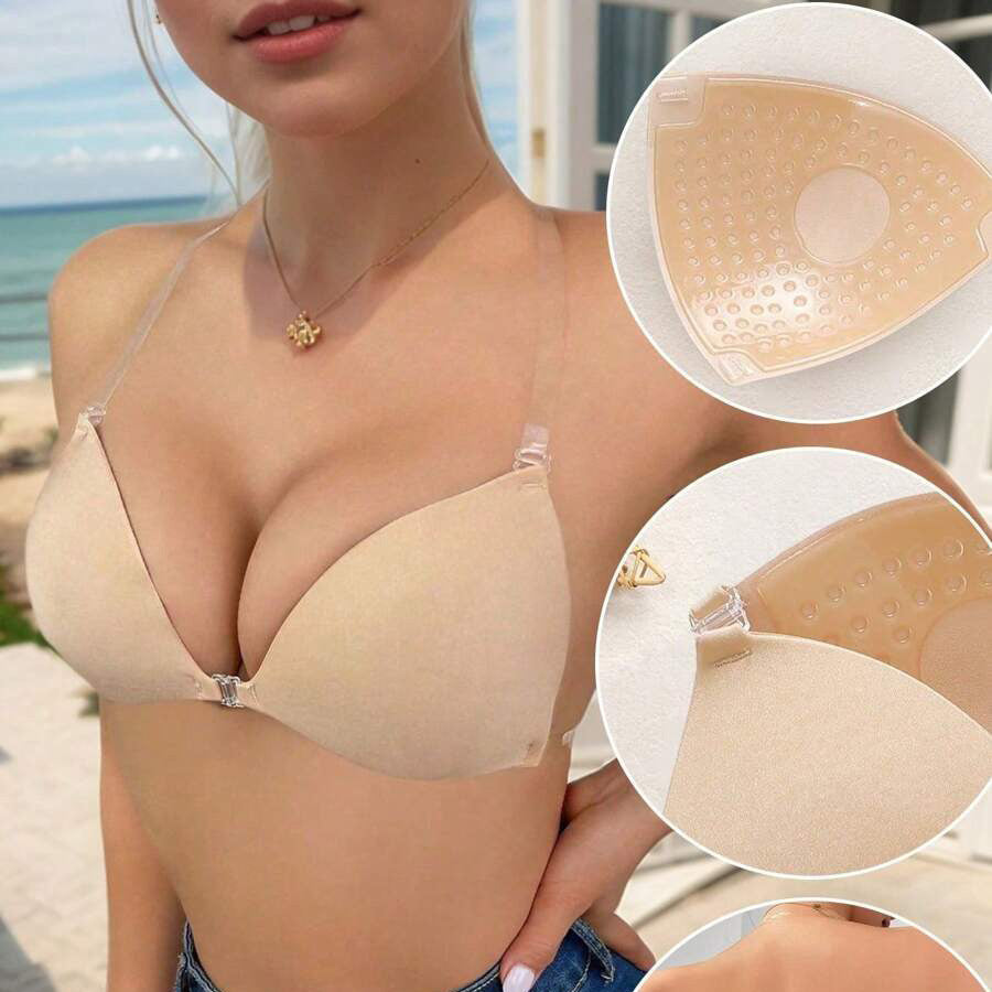 Triangle Cup Women Push Up Wedding Silicone Invisible Bra