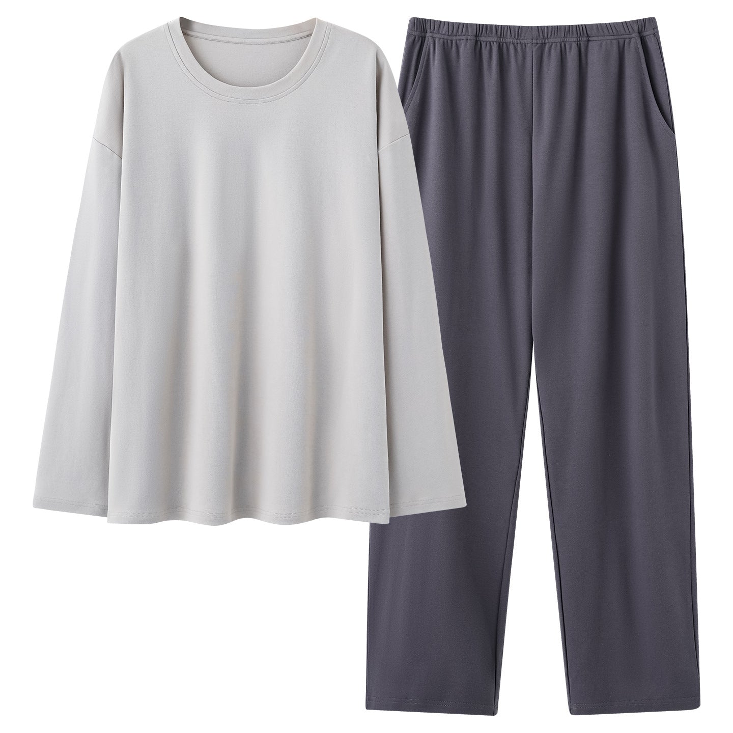 Mens 100 Cotton Pajama Set With Long-sleeve Top And Long Pants