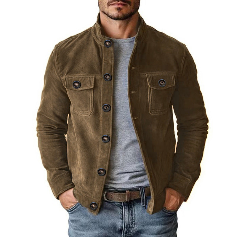New Men's Casual European And American-style Jacket Made From Faux Suede