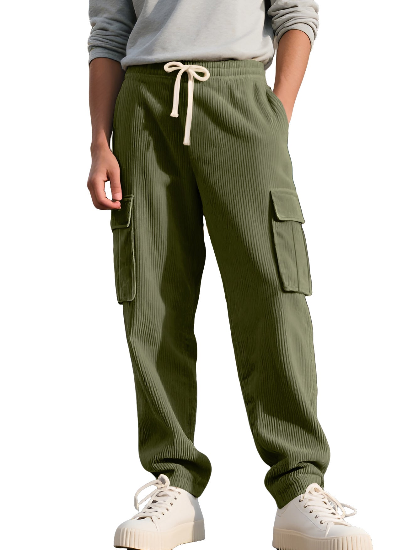 Retro Workwear Casual Corduroy Sweatpants For Men