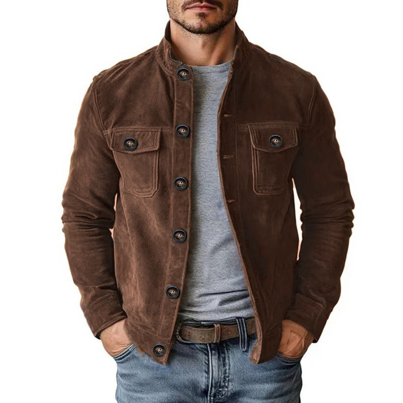 New Men's Casual European And American-style Jacket Made From Faux Suede