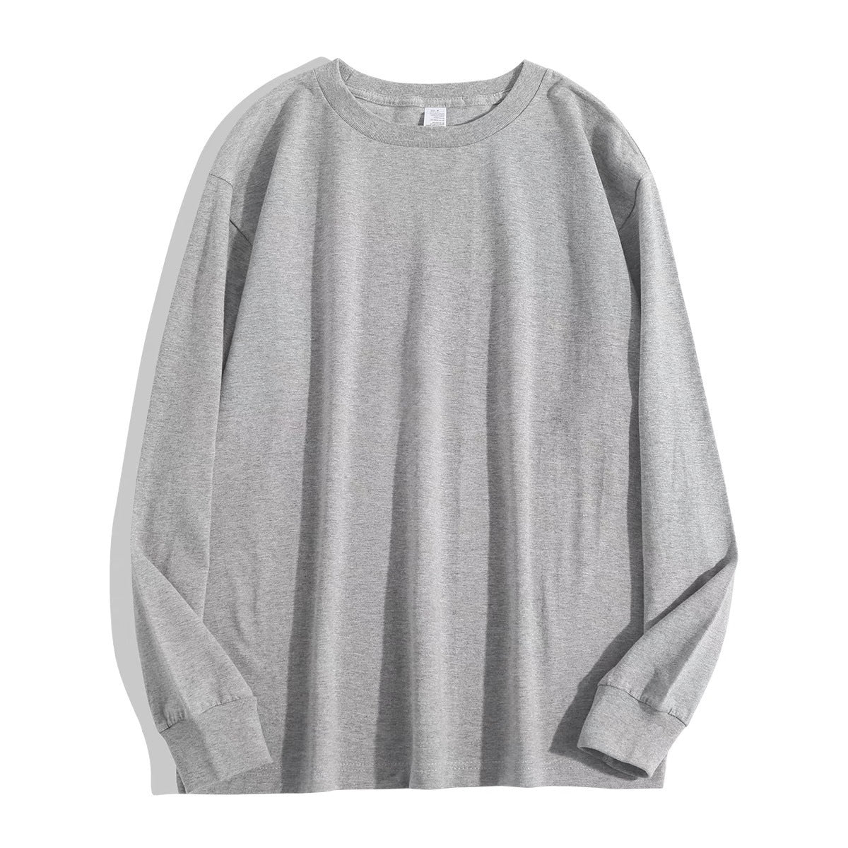 Men's Pure Cotton Thick, Loose-fitting Solid-color Japanese-style Crew-neck Long-sleeve T-shirt