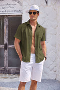 Men Shirt Top Cross Border Short Sleeve Cardigan