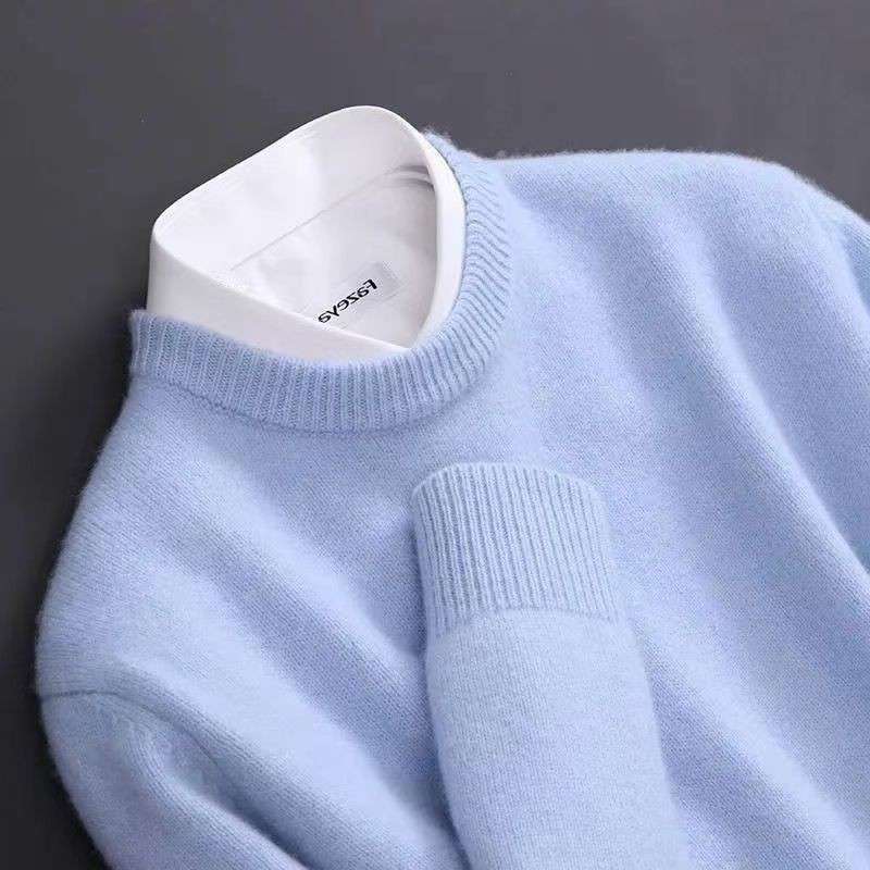 Crew-neck Men's Knitted Base-layer Slim-fit Casual Sweater