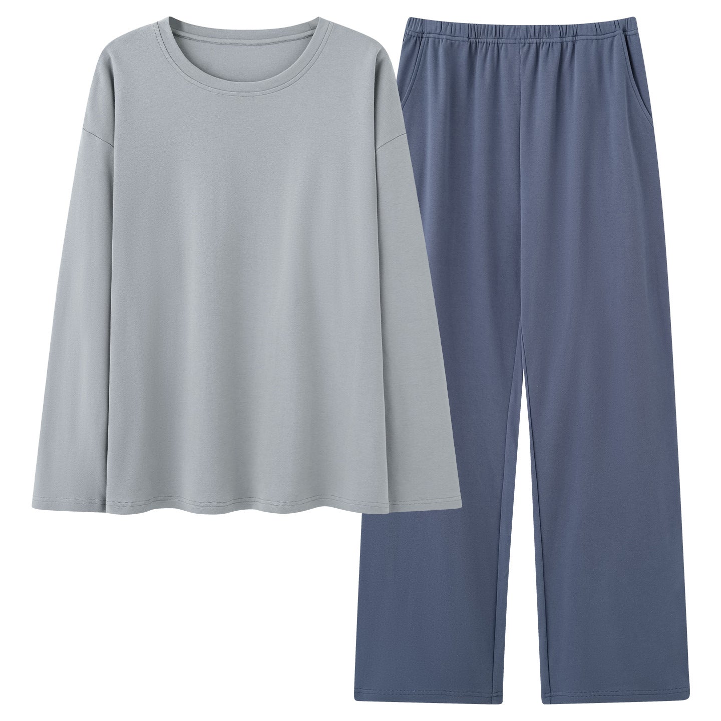 Mens 100 Cotton Pajama Set With Long-sleeve Top And Long Pants