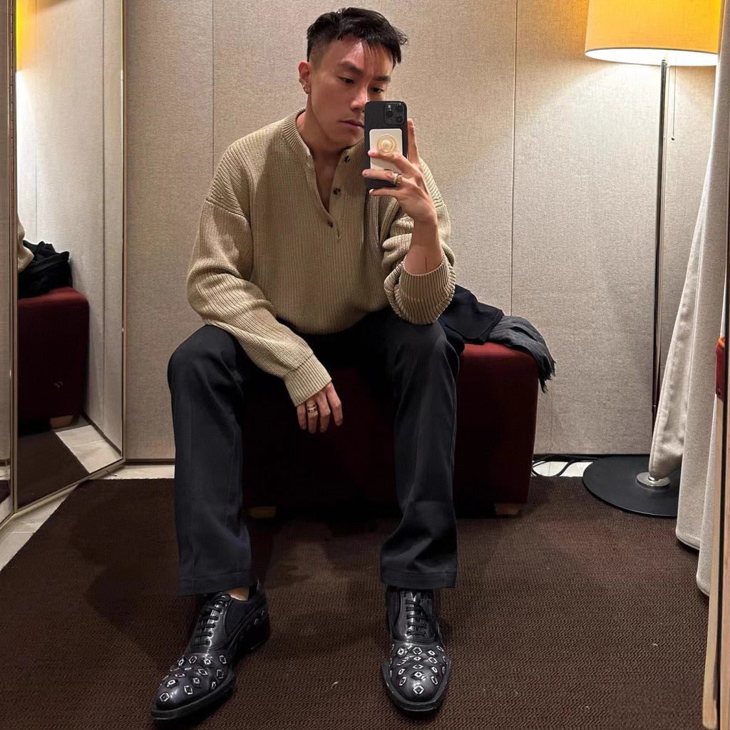 Mens Chunky Solid-Color Sweater For FallWinter