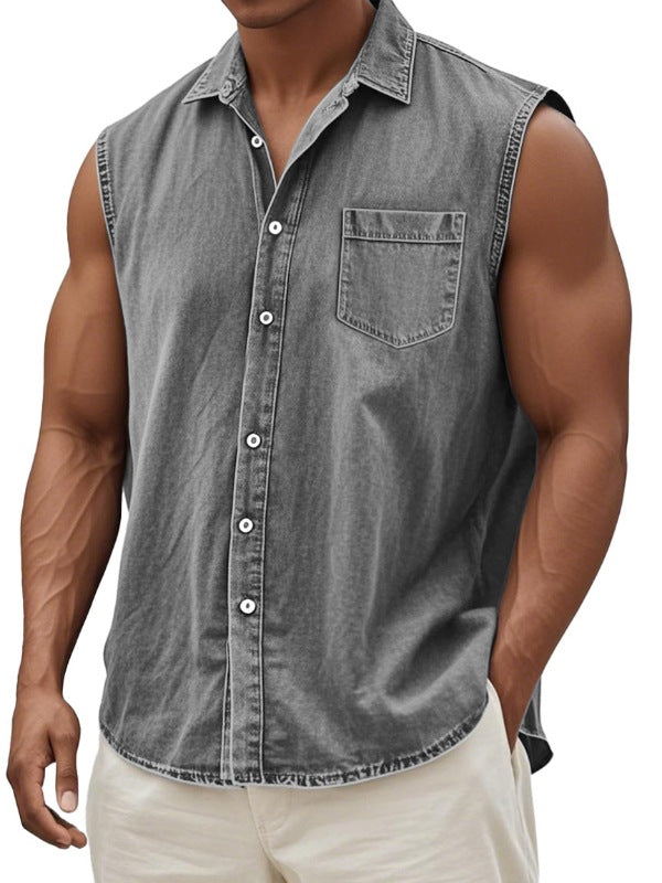 Mens Fashionable Casual 3D Digital-Print Shirt Vest