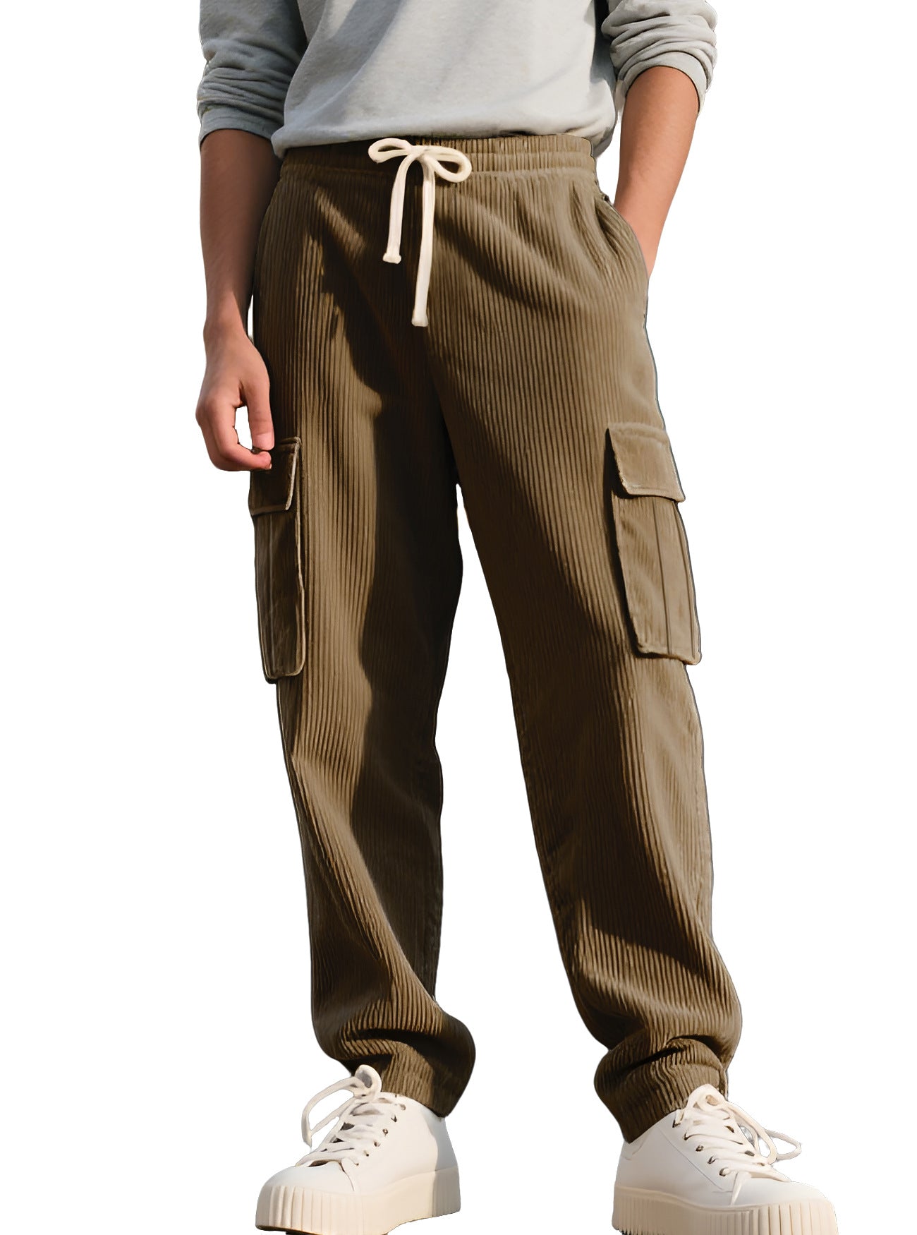 Retro Workwear Casual Corduroy Sweatpants For Men