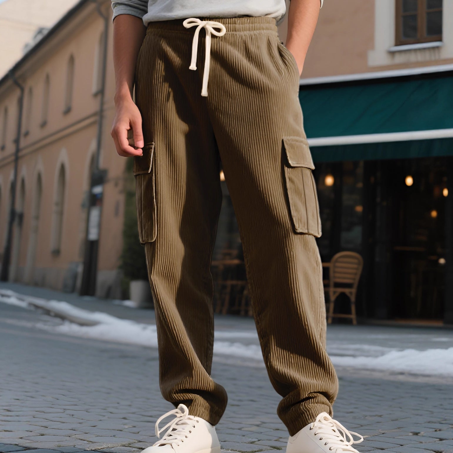 Retro Workwear Casual Corduroy Sweatpants For Men