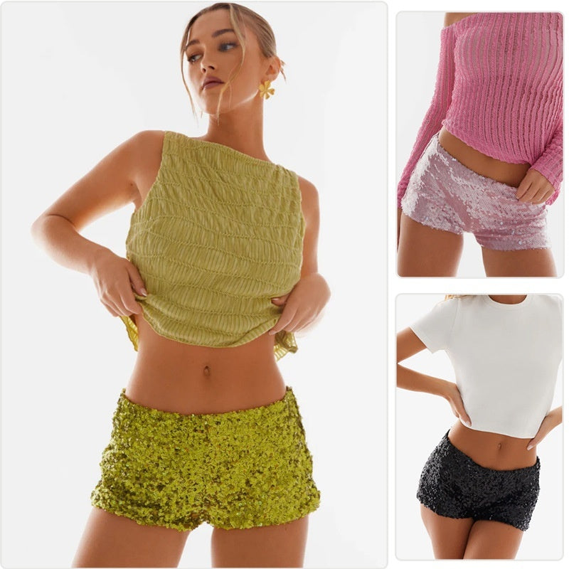 European And American-style Sparkly Versatile Women's Shorts