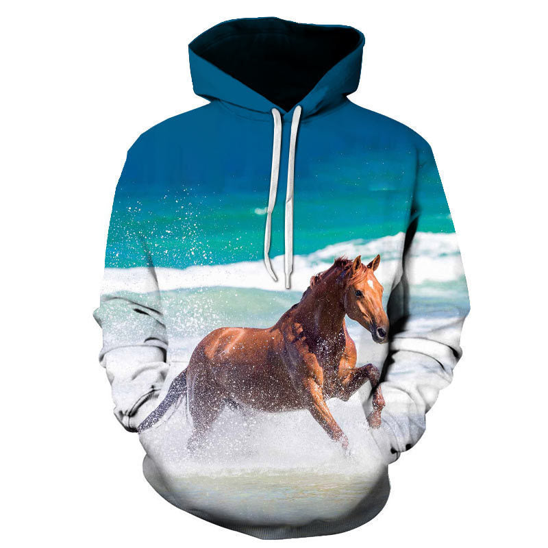 Mens Printed Hoodie Loose-fitting Top