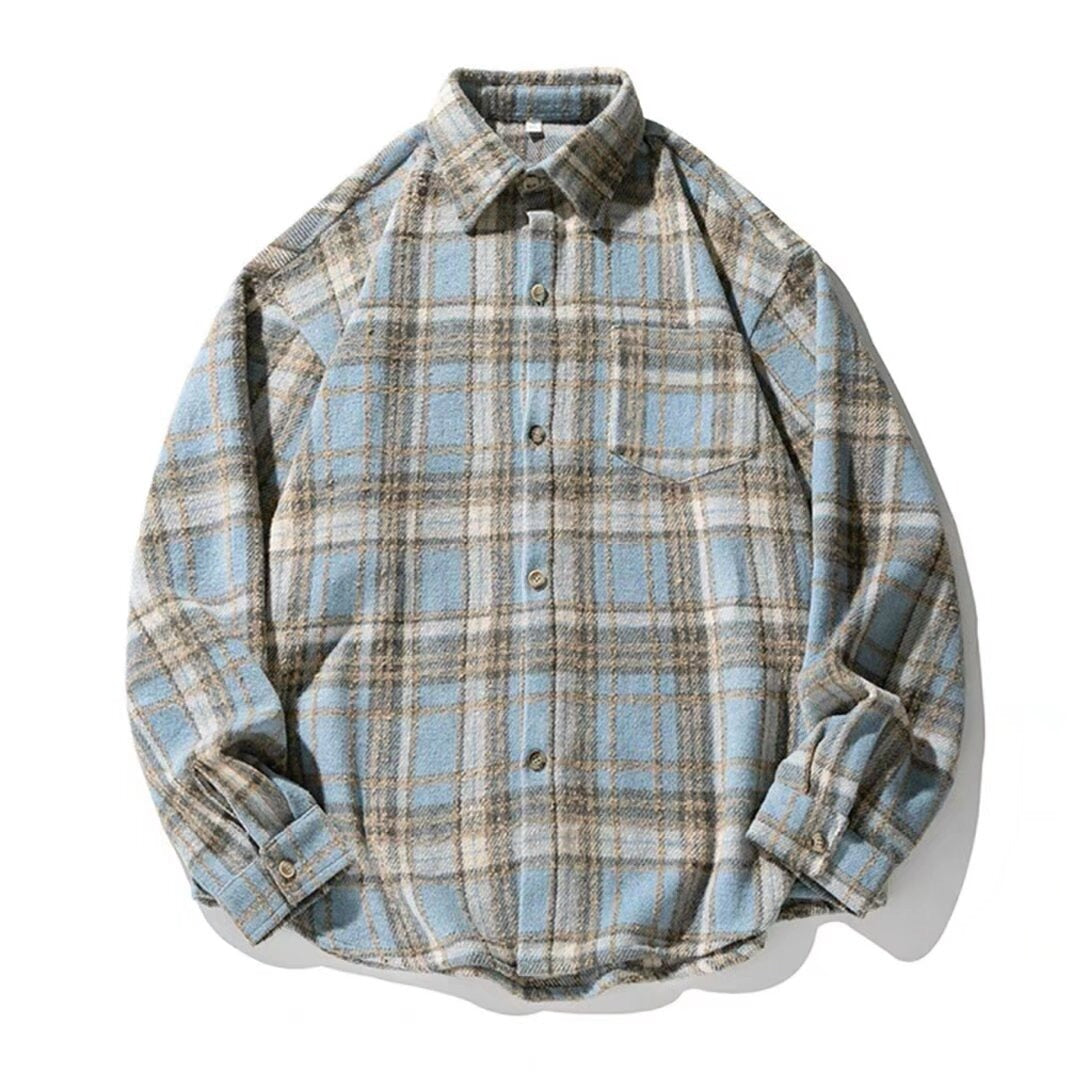 Retro Plaid Shirt Long-sleeve Casual Jacket