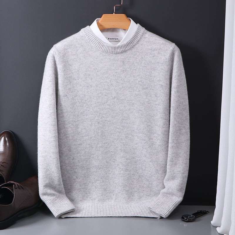 Crew-neck Men's Knitted Base-layer Slim-fit Casual Sweater